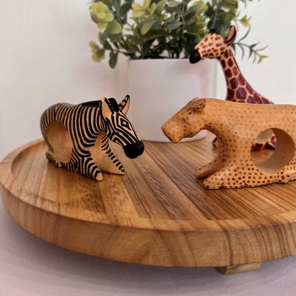 HOME DECOR ~ Round Wooden Decor Tray Water Resistant Handcrafted 12” Diameter - Picture 8 of 9